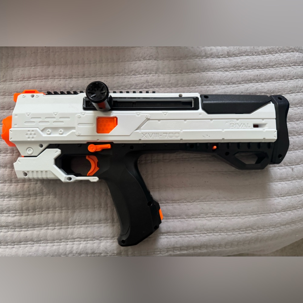 Nerf Rival White and Black Blaster with Orange Accents